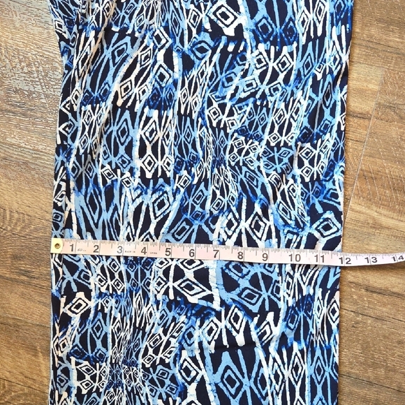 AB Studio Blue and White Geometric Wide Leg Pants Women's Size XL - Picture 8 of 9